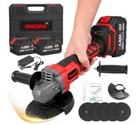 ONEVAN amoladora angular inalámbrica profesional 125mm 20V sin escobillas 4.0Ah batería doble, amoladora angular de 8000 RPM con tapa de cierre rápido, mango antivibración, juego de disco de corte