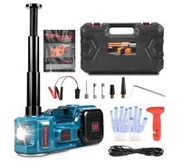 ONEVAN Gato Eléctrico 5 Toneladas, Kit Hidráulico con Pantalla LCD & Indicador de Presión, Rango de Elevación 13,5-45cm, Gato Hidráulico con Inflador de Neumáticos para Coche/Camión, Cambio de Ruedas