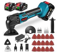 ONEVAN Herramienta Multifunción Oscilante Inalámbrica, 2 * 4.0Ah Baterías, Multitool Oscilante, 22 Accesorios, 4° Ángulo de Oscilación y 6 Velocidades 20000 RPM, Herramienta Multifunción para Corte Li