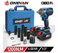 ONEVAN-llave de impacto eléctrica sin escobillas, 1200N.m, destornillador eléctrico inalámbrico de 1/2 pulgadas, herramienta de taladro para Pin de batería Makita de 18V 1 Battery Carton Box