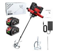 ONEVAN mezcladora de mortero a bateria, 40V batidora mortero hormigoneras electricas con 2 baterías de 4,0Ah, sin escobillas, vibrador de hormigon inalámbrico para pintura, yeso, cemento, mortero