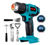 ONEVAN pistola de calor inalambrica, 50-550 ℃ pistola aire caliente para Makita 18V, pantalla LCD digital, decapador aire caliente a bateria incluye 5 boquillas y 2 raspadores (sin batería)