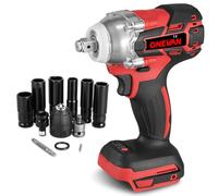 ONEVAN pistola de impacto bateria, 300NM 1/2" llave de impacto a bateria para makita 18v, sin escobillas, 6 vasos de impacto, luz led, atornillador de impacto para coches camiones (sin batería)
