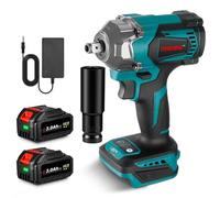ONEVAN pistola de impacto bateria, 700N.m llave de impacto sin escobillas con 2 Baterías de 3000 mAh, 4 velocidades, 1/2", avance/retroceso chave de impacto electrica para cambiar neumáticos de coche