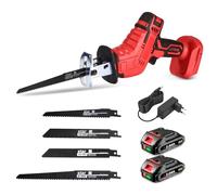 ONEVAN sierra sable bateria, 3100SPM sierra de sable inalámbrica con 2 baterías 2Ah y 4 hojas de sierra, longitud de carrera 22mm, sierra alternativa sin escobillas para madera, plástico, metal