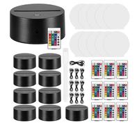 ONEVER Base de lámpara de luz LED nocturna 3D, base de luz acrílica de base LED de 16 colores con soporte de luces LED de control táctil de placa acrílica de 10 piezas para dormitorio infantil