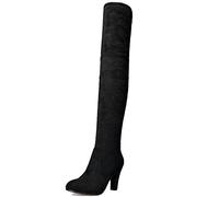 Onewus Botas altas de tacón alto por encima de la rodilla de las mujeres Botas de caña larga, Negro , 38 EU