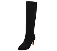 Onewus Botas altas hasta la rodilla para mujer con tacón fino con cremallera lateral, Negro , 38 EU