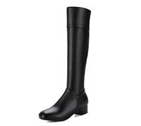 Onewus De mujer Rodilla Botas altas con Tacón Plano Botas de caña larga, Negro , 44 EU