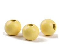 Oneyijun 50 Piezas Cuentas de Madera Naturales Redondas de Colores para Bisutería DIY - Abalorios de 20mm con Agujero para Manualidades, Decoración y Creación de Joyas (Amarillo)