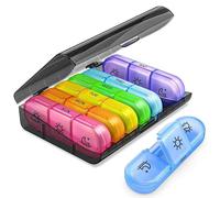 Oneyijun Portátil Pastillero Semanal 7 Días con 21 Compartimentos Mensual Organizador de Pastillas Mañana Mediodía y noche 3 veces para Vitaminas Aceites Suplementos Suplementos(colores)