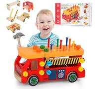 Oneyus Maletín de herramientas para niños, banco de trabajo para niños a partir de 3, 4, 5, 6 años, juguete de madera, herramienta para niños, caja de herramientas, juegos educativos, regalo para