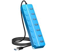 ONFINIO Hub USB 3.0, divisor de concentrador USB de 7 puertos con interruptores de encendido/apagado individuales y luces, cable de 1 m de largo compatible con MacBook, laptop, Surface Pro, PS4, PC,