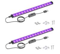 Onforu 10W tubo de luz negra, USB 28cm lámpara, 385-400nm luz UV, negra LED UV bar para discoteca, club, fiesta de resplandor, accesorios de fiesta, decoración de Halloween,2pcs