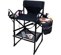 ONFSZCKB Silla de director portátil de aluminio con reposacabezas y reposapiés para actividades al aire libre/Camping/Césped/Cast de cine Silla plegable para maquilladores (Color: B)