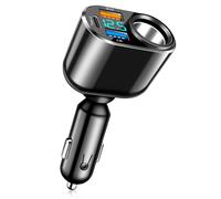 ONGNIUU 4 en 1 Cargador de Coche, 90W Cargador Coche Mechero Carga Rápida USB [Tipo C & Doble USB A Puertos] Car Charger con Voltímetro LED para Teléfonos Móviles, Tabletas, Grabadoras de Coche, MP3