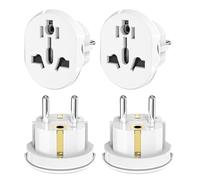 ONGNIUU Adaptador de Enchufe Universal para Viajes España, Compatible con la Mayoría de Países Europeos, 4 Pack - Convertidor de Enchufes USA, UE, UK, Australia, China, Italia, Suiza a Enchufe Alemán