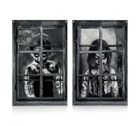 ONGNIUU Cortina de Halloween 2 Pack 80x120cm - Decoración de Terror con Fantasmas y Sangre para Puertas, Ventanas y Paredes - Adornos Exterior e Interior para Casa Embrujada Fiesta de Halloween