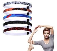 ONGNIUU Diadema Deportiva de Silicona Antideslizante - 5 Pcs Cinta Pelo Deporte, Banda Elástica para la Cabeza Que Absorbe el Sudor, No Aprieta y No Se Mueve, para Yoga, Running, Fitness, Ciclismo