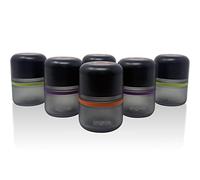 ONGROK Tarro de almacenamiento de vidrio, 80 ml, paquete de 6, tarro de hierbas y especias UV con tapa resistente a los niños, recipientes de vidrio codificados por colores a prueba de aire para