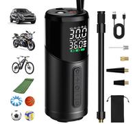 Onherm Compresor Aire Portatil, 150PSI, Inflador Ruedas Coche Recargable, Bomba de Aire Bicicleta Electrica con Pantalla LCD Digital para Coche, Moto, Scooter, Bicicleta, Balones