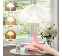 Onherm Lamparas de Mesita de Noche, Lámpara Táctil, Lámpara de Mesa Regulable, 3 Modos de Color, Lámpara de Hongo para Exteriores, Restaurantes, Dormitorios, Fiestas, Campamentos, Cafeterías, Rosa