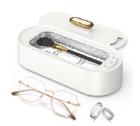 Onherm Limpiador ultrasónico 380ml Limpiador de Gafas con 2 Modos Limpiador ultrasónico portátil 45000Hz Limpiador ultrasónico para Gafas Joyería Relojes Dentaduras Monedas