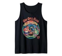 Oni Grill Club Japanese Demon BBQ Party Japanese Kanji Souvenir Camiseta sin Mangas