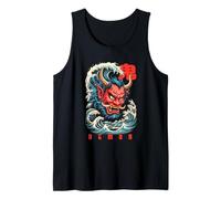 Oni Japanese Kanji Demon Retro Anime Japón Souvenir Camiseta sin Mangas