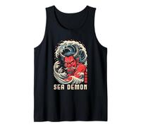 Oni Japanese Kanji Demon Retro Anime Japón Souvenir Camiseta sin Mangas