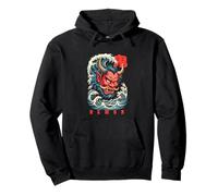 Oni Japanese Kanji Demon Retro Anime Japón Souvenir Sudadera con Capucha