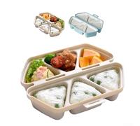 Onigiri - Juego de moldes 6 en 1 para bolas de arroz y sushi con construcción flexible de polipropileno antiadherente y configuración plegable de dos piezas (amarillo1)