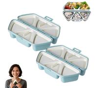 Onigiri Mold 6 Holes Triangle Sushi Rice Ball Maker Nonstick Foldable Design for Picnic Blue 2Pack