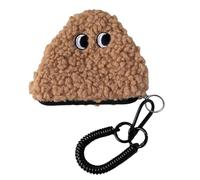 Onigiri - Monedero de felpa con cremallera para mujer, bolsa de almacenamiento de tela de poliéster suave con cordón para uso diario, accesorio de moda para mujer, marrón claro, Mass Beauty