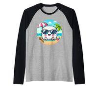 Onigiri Summer Vibes Kawaii Riceball con gafas de sol Camiseta Manga Raglan