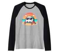 Onigiri Summer Vibes Kawaii Riceball con gafas de sol Camiseta Manga Raglan