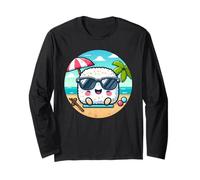 Onigiri Summer Vibes Kawaii Riceball con gafas de sol Manga Larga