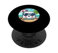 Onigiri Summer Vibes Kawaii Riceball con gafas de sol PopSockets PopGrip Adhesivo