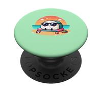Onigiri Summer Vibes Kawaii Riceball con gafas de sol PopSockets PopGrip Adhesivo