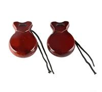 Oniissy 2 pares de castañuelas españolas de madera, instrumentos musicales tradicionales de percusión a mano, para adultos, accesorios de baile y flamenco (marrón)