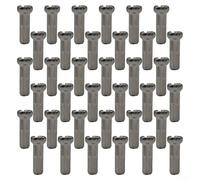 Oniissy 36 pezones para radios de bicicleta de 14 mm para radios de carretera de 14 G, radios de latón de zinc, 14 mm de longitud, color plateado, paquete de 36