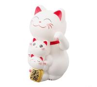 Oniissy Adorno de gato de la suerte que agita automáticamente con energía solar, no requiere batería, plástico Maneki Neko Fortune Cat para el hogar, oficina, tienda y mostrador (blanco)