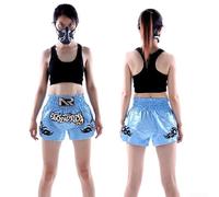Oniissy Anotherboxer - Pantalones cortos de boxeo para mujer, para artes marciales mixtas, Muay Thai, unisex, cintura elástica, mezcla de tela transpirable, para lucha y fitness (azul claro)
