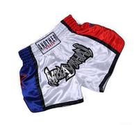 Oniissy Anotherboxer - Pantalones cortos de Muay Thai, unisex, transpirables, para artes marciales mixtas, kickboxing, lucha, gimnasio, entrenamiento, hombres y mujeres (XS, blanco)