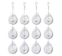 Oniissy Campana de viento reflectante para jardín, porche y decoración al aire libre, repelente de pájaros de metal con formas redondas, de corazón, espina de pescado y gotas, juego de 12 piezas