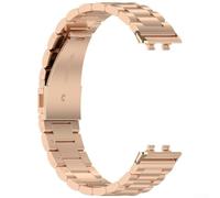 Oniissy Correa de metal compatible con Huawei Band 11 11 Pro Smart Watch sin huecos, pulsera de acero inoxidable, correa de repuesto ajustable, cadena de muñeca de longitud ajustable (oro rosa)