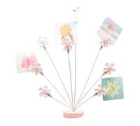 Oniissy Elegante soporte de árbol de fotos de flores rosas con clip para 8 ramas, soporte de metal para fotos para escritorio, decoración de mesa, notas, fotos, postales, oficina, decoración del hogar