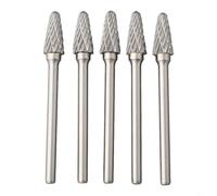 Oniissy Fresa giratoria de carburo de 3 x 6 mm de doble corte para taladro giratorio y amoladora, herramienta de tallado y grabado de acero para metal, madera, plástico, desbarbado (H 5 piezas)