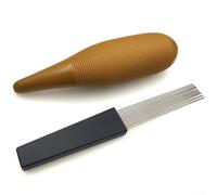 Oniissy Instrumento de percusión latina Guiro ABS con raspador y cepillo sólido, material de alta resistencia con ranuras perfectamente espaciadas para un sonido consistente, café único (A)