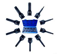 Oniissy Juego de 10 llaves de vaso Torx de 1/2 pulgada con caja de almacenamiento para tamaños T20-T80, adaptadores de llave de vaso de acero al cromo vanadio forjado para automoción